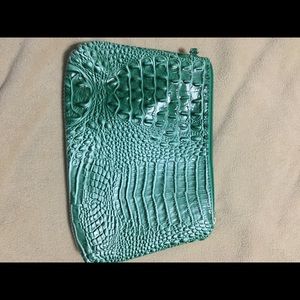 Green croc embossed clutch